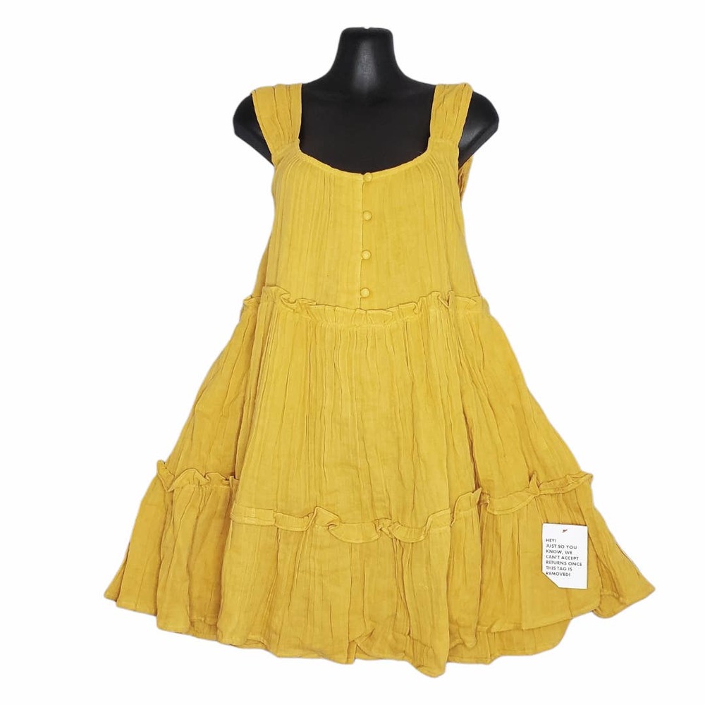 Asos Design Mustard Yellow Mini 100% Cotton Dress Size 8